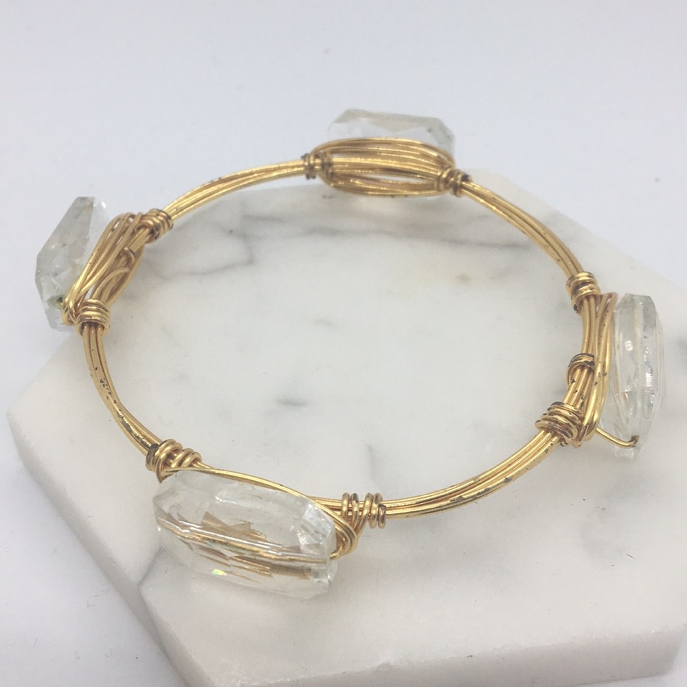 Champagne Iridescent Gold Plated Wire Bangle